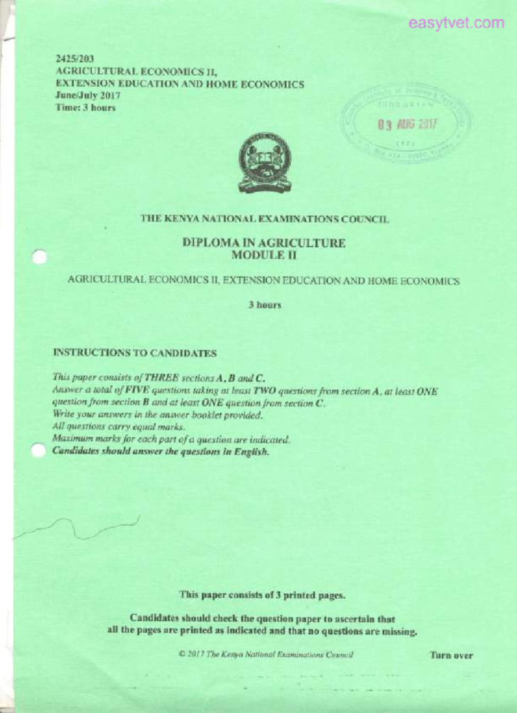 Past Paper on Adult Education And Agriculture Extension for Revision