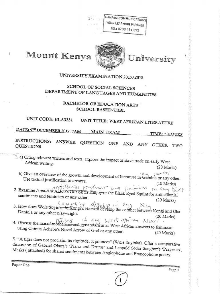 Download Past Paper On West African Literature For Revision 18 West African Literature for revision