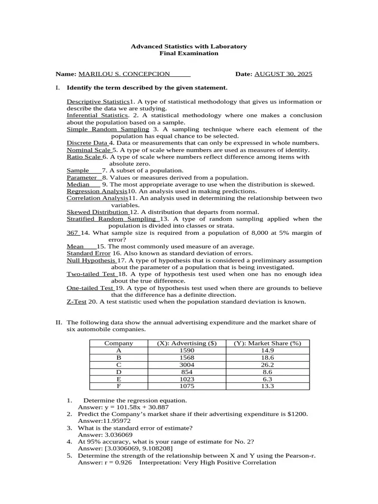 Advanced Statistical Methods In Education