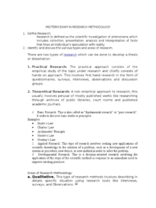 Research Methods for revision