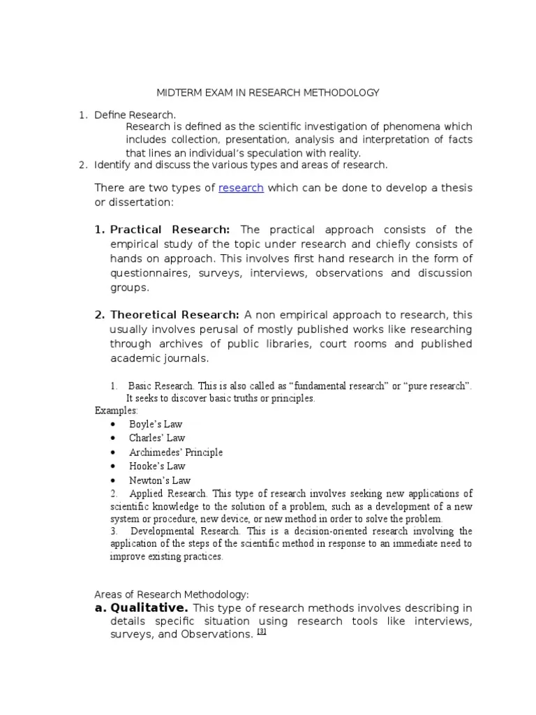 Research Methods for revision