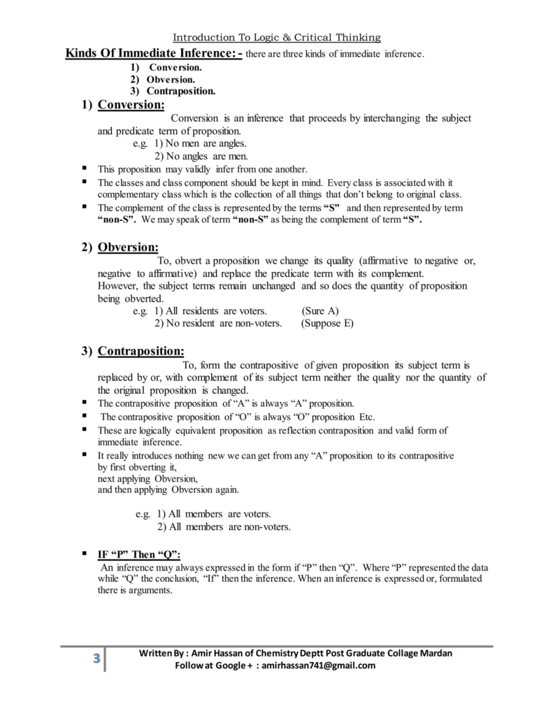 Introduction To Logic And Critical Thinking