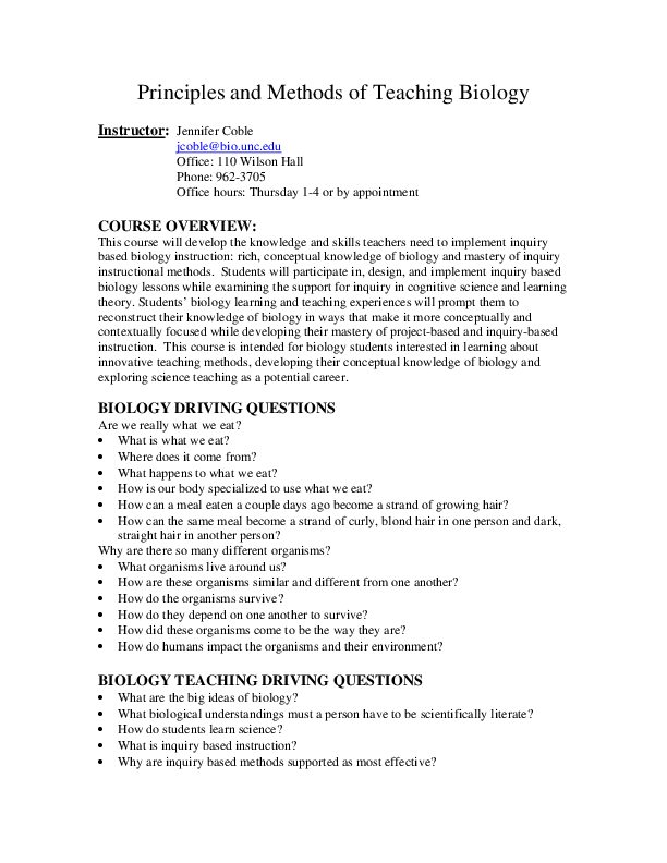 Methods Of Teaching Biology