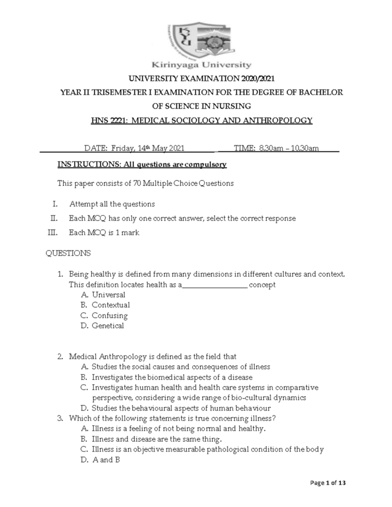 Medical Sociology And Anthropology