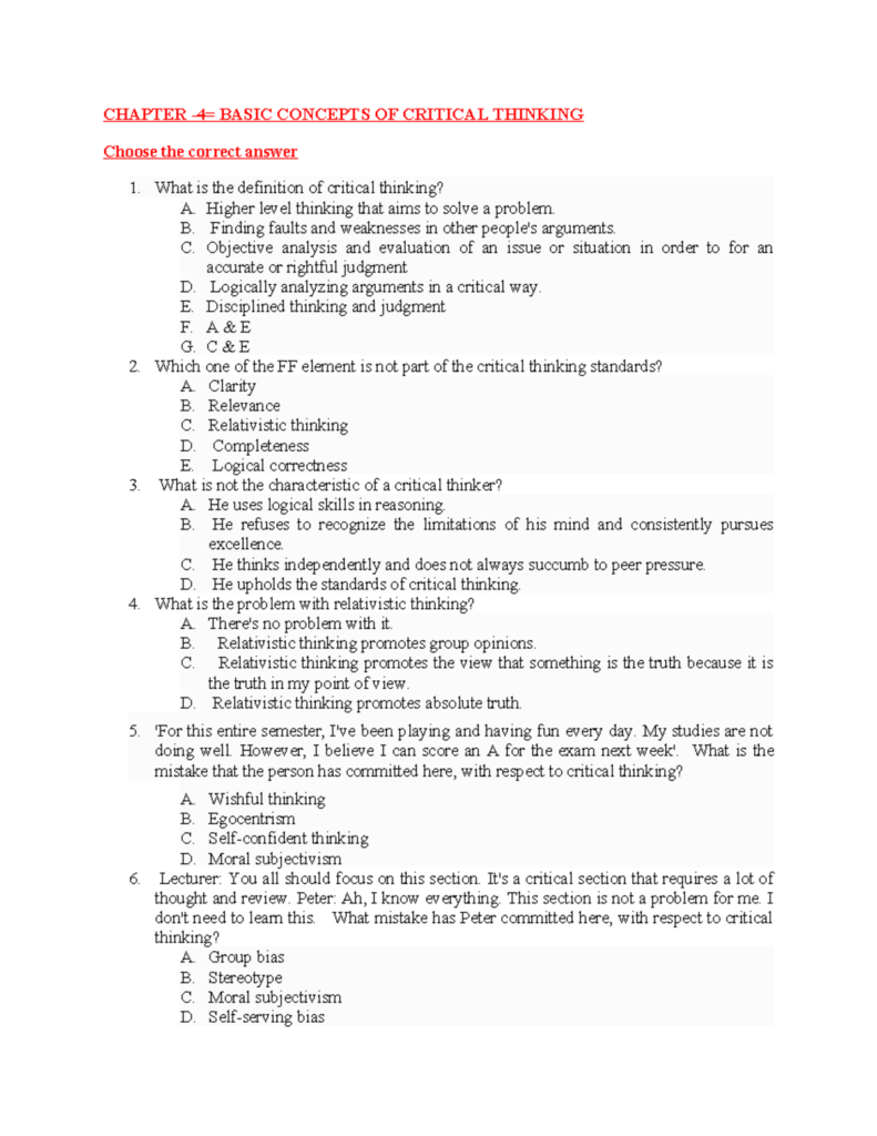 Critical Thinking And Logic