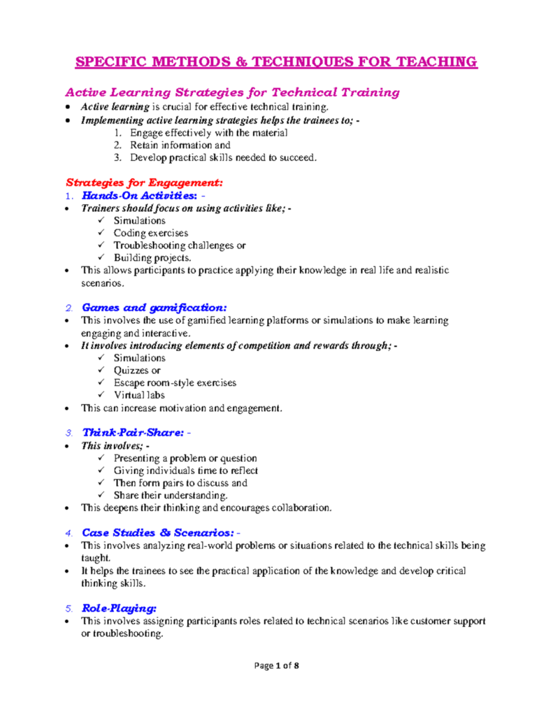 Methods Of Teaching Technical Education