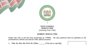 Download Members Bio Form- Kenyan Parliament PDF
