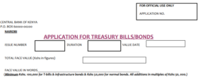CBK Kenya Application for Treasury Bills/Bond Form