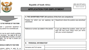 Educators Application for Employment Form South Africa -PDF