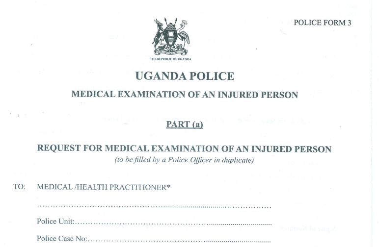 Medical Examination Form for Injured Person -Ugandan Police