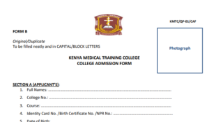 Download KMTC College Admission Form