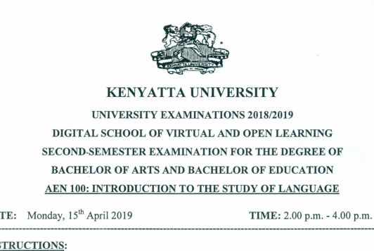 Past Paper on Introduction to the Study of Language