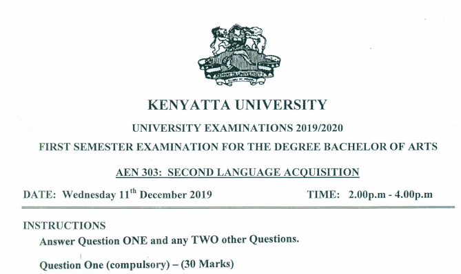 Past Paper on Second Language Acquisition
