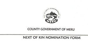 Next of kin form-Meru county