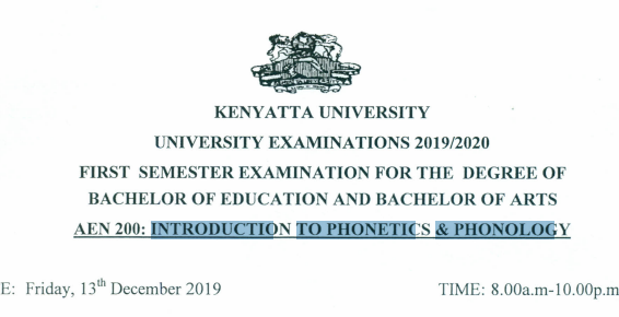 Past Paper on Introduction to Phonetics & Phonology-