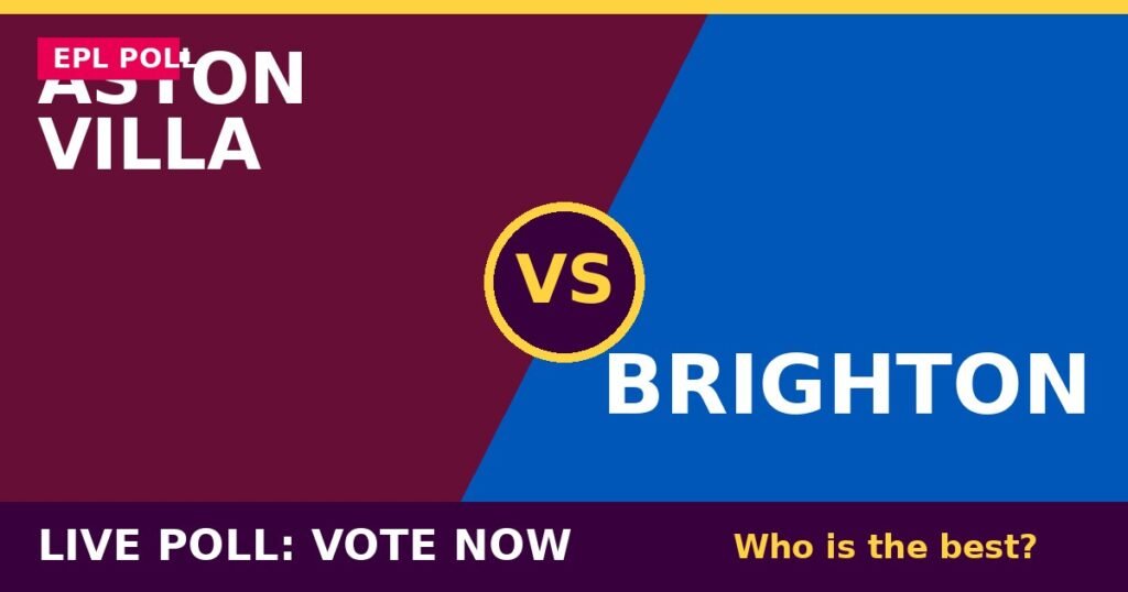 Aston Villa vs Brighton Live Poll: Vote Now – Who Is the Best? 1 Aston Villa vs Brighton Live Poll: Vote Now – Who Is the Best? Aston Villa vs Brighton live poll - vote now