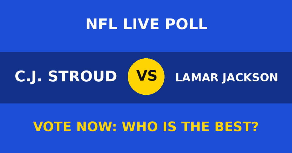 C.J. Stroud vs Lamar Jackson Live Poll: Vote Now Who Is the Best? 1 C.J. Stroud vs Lamar Jackson Live Poll: Vote Now Who Is the Best? C.J. Stroud vs Lamar Jackson live poll
