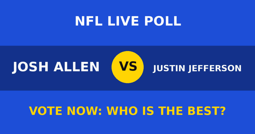 Josh Allen vs Justin Jefferson Live Poll: Vote Now Who Is the Best? 1 Josh Allen vs Justin Jefferson Live Poll: Vote Now Who Is the Best? Josh Allen vs Justin Jefferson live poll