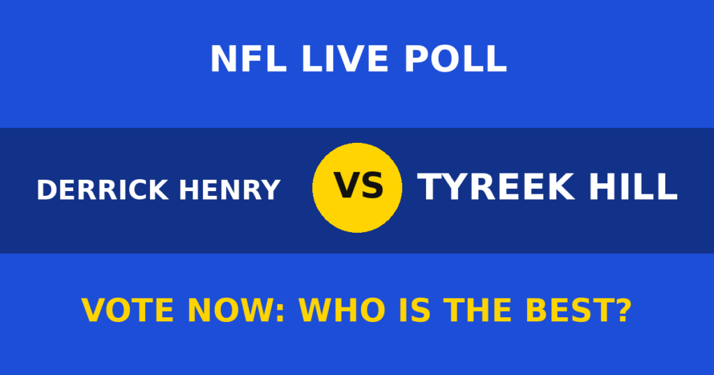 Derrick Henry vs Tyreek Hill Live Poll: Vote Now Who Is the Best? 1 Derrick Henry vs Tyreek Hill Live Poll: Vote Now Who Is the Best? Derrick Henry vs Tyreek Hill live poll