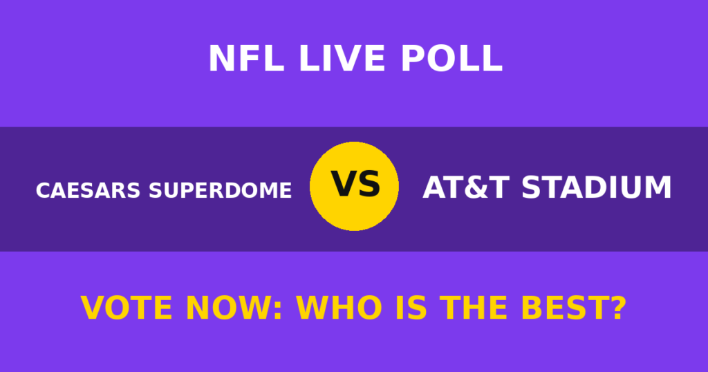 Caesars Superdome vs AT&T Stadium Live Poll: Vote Now Who Is the Best? 1 Caesars Superdome vs AT&T Stadium Live Poll: Vote Now Who Is the Best? Caesars Superdome vs AT&T Stadium live poll