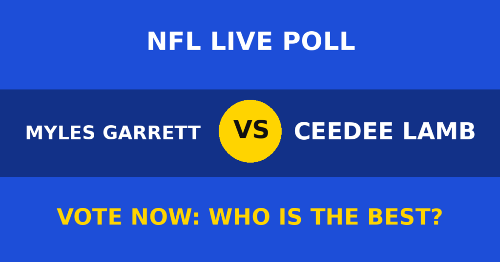 Myles Garrett vs CeeDee Lamb Live Poll: Vote Now Who Is the Best? 1 Myles Garrett vs CeeDee Lamb Live Poll: Vote Now Who Is the Best? Myles Garrett vs CeeDee Lamb live poll