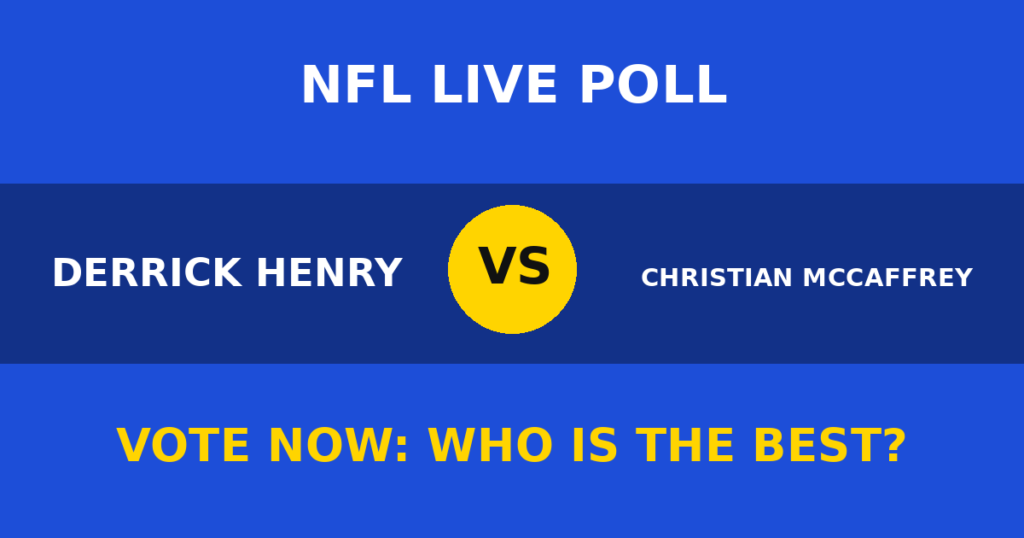 Derrick Henry vs Christian McCaffrey Live Poll: Vote Now Who Is the Best? 1 Derrick Henry vs Christian McCaffrey Live Poll: Vote Now Who Is the Best? Derrick Henry vs Christian McCaffrey live poll