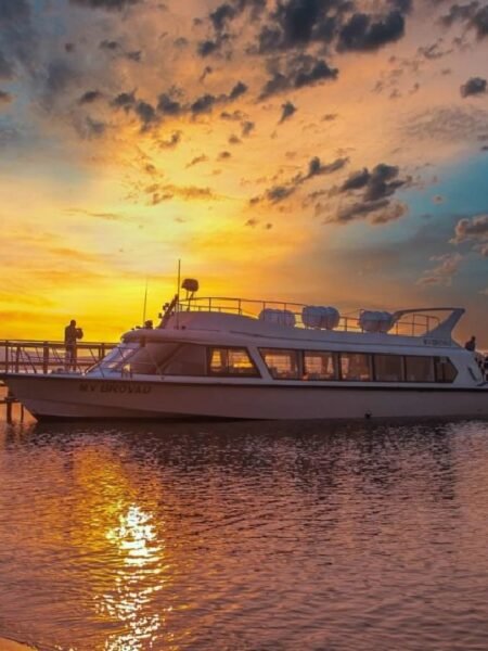 Vibrant Sunset Colors Over Lake Victoria Fishing Boats:breathtaking moments